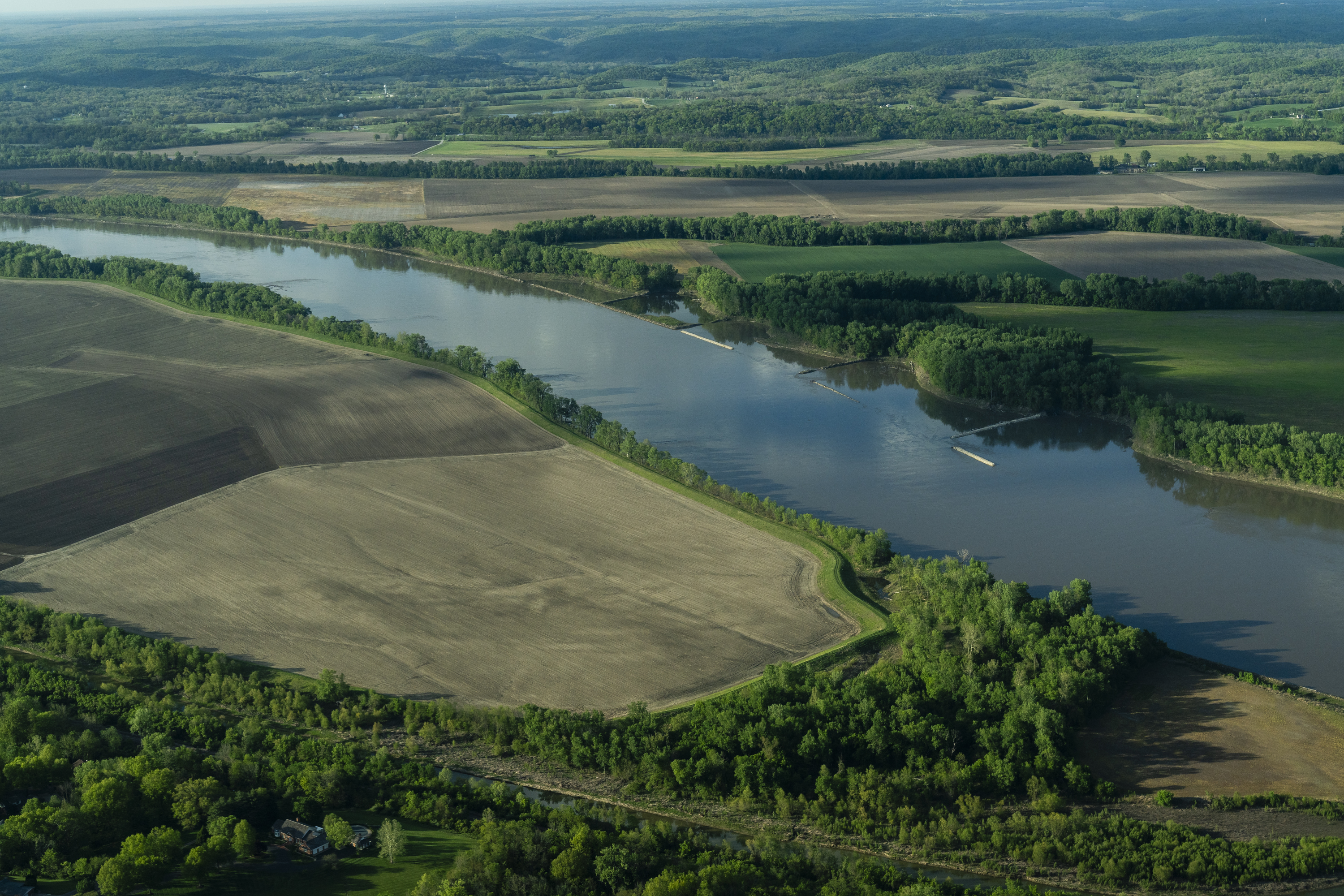 Farmland scene from an airplane.